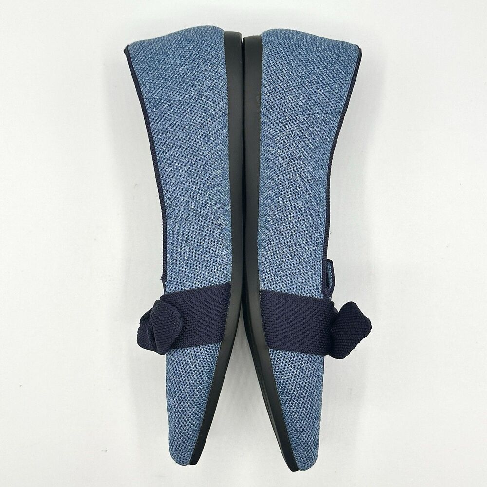 VIVAIA Michelle 2.0 Chic Pointed Toe Bow Loafers Denim Blue Chambray Flats EU 36 - Picture 6 of 10
